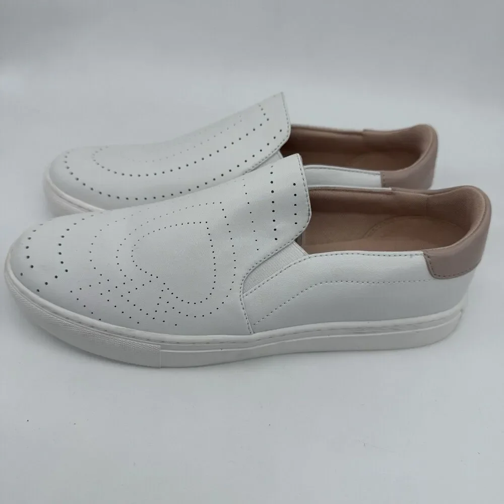 Kate Spade New York White Leather Slip On Tennis Shoes Women’s Size 8